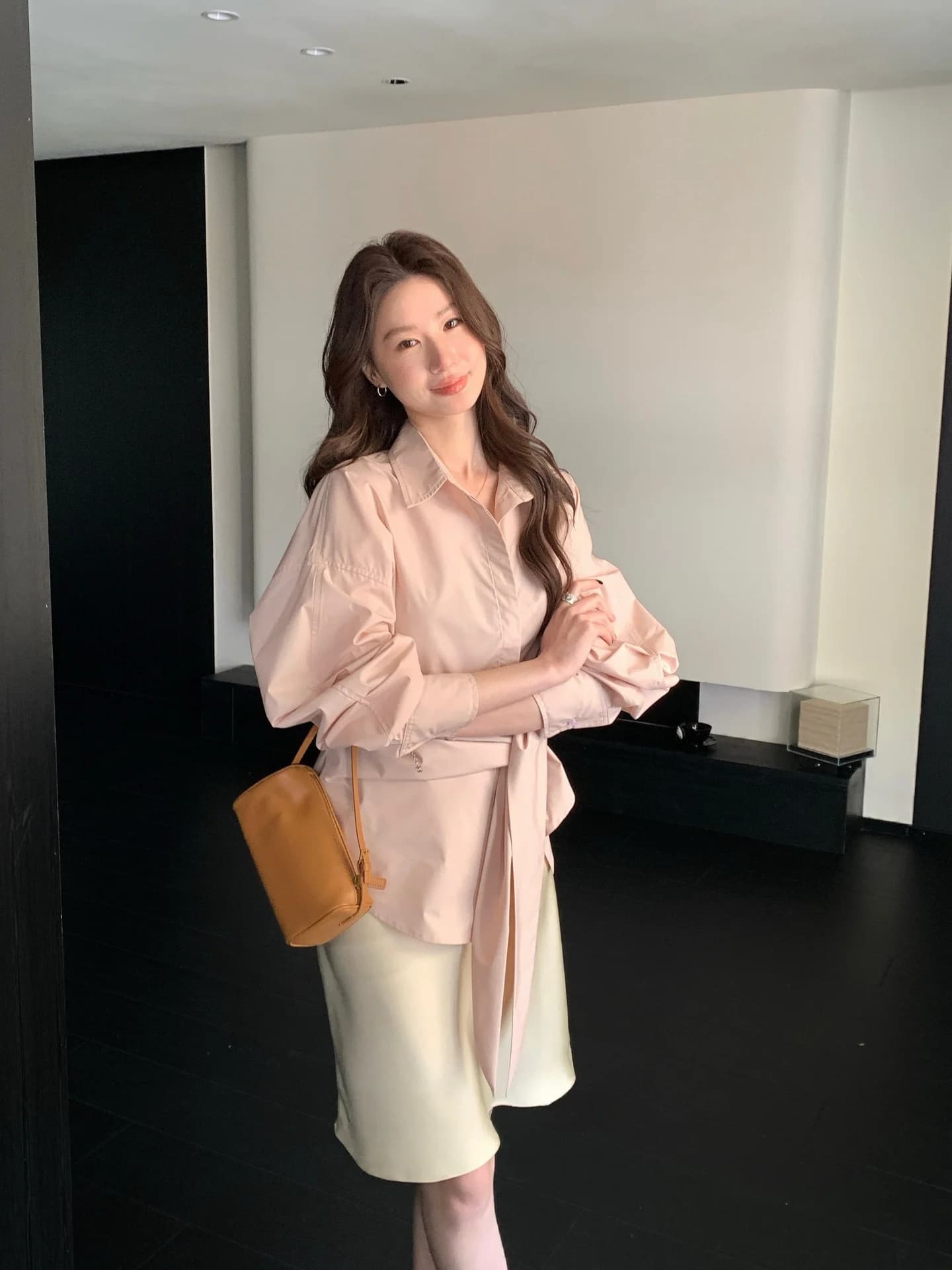 Elegant Black A-Line Skirt Women's High Waist Minimalist Style Spring Summer New Arrival Comfortable Polyester Fiber