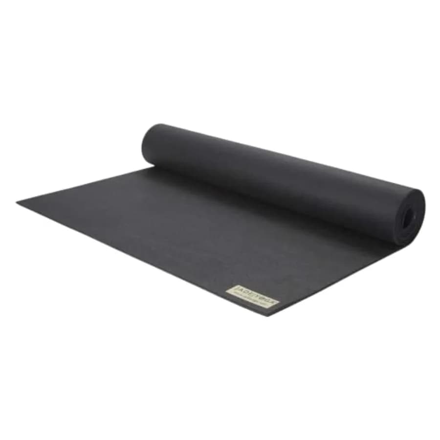 Home exercise stretching mat: natural rubber, black, ultra-durable non-slip surface with 6mm thickness for yoga, pilates and me