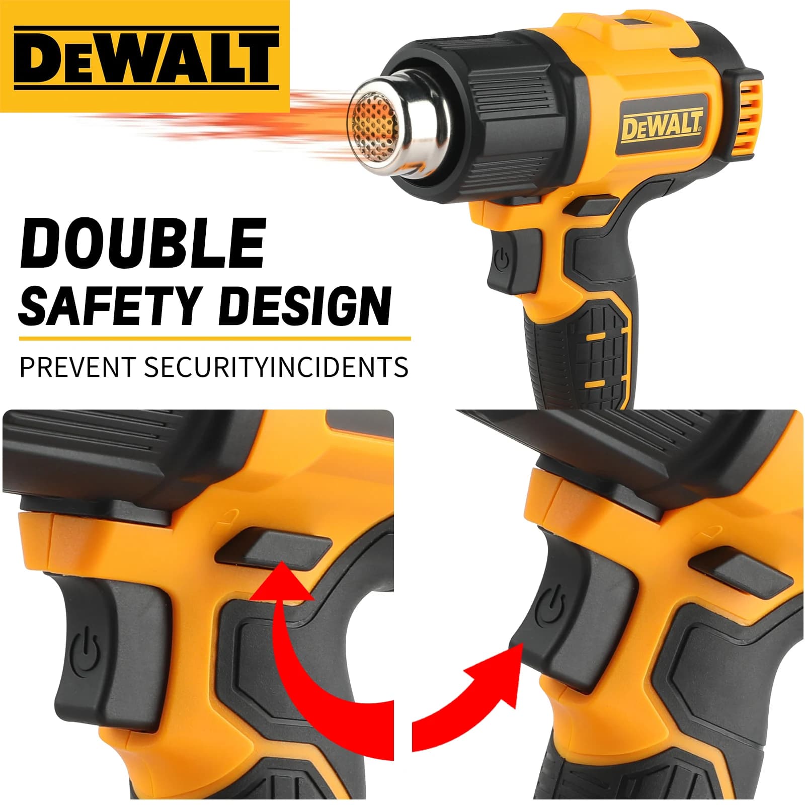 DEWALT DCE530 Pistola Termica Professionale 20V Senza Fili con Temperatura Regolabile 350-550 ° Utensile Termorestringente con Blocco di Sicurezza C