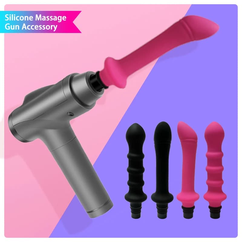 1 pc threaded Silicone Fascia gun massage head with 3 dimensions of connectors, 12-13mm/15-16mm/18-19mm, Fascia gun massage dildo