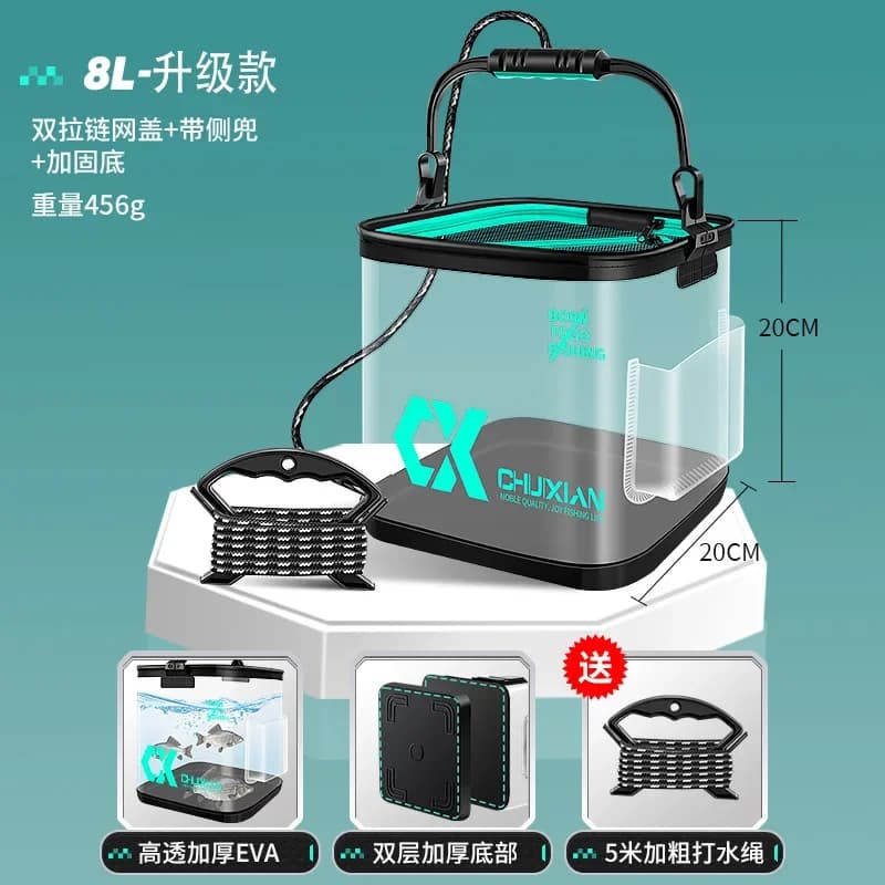 New Type of Live Fish Bucket, Transparent and Foldable Handheld Wild Fishing Protective Gear, Outdoor Fishing Tackle Boxes