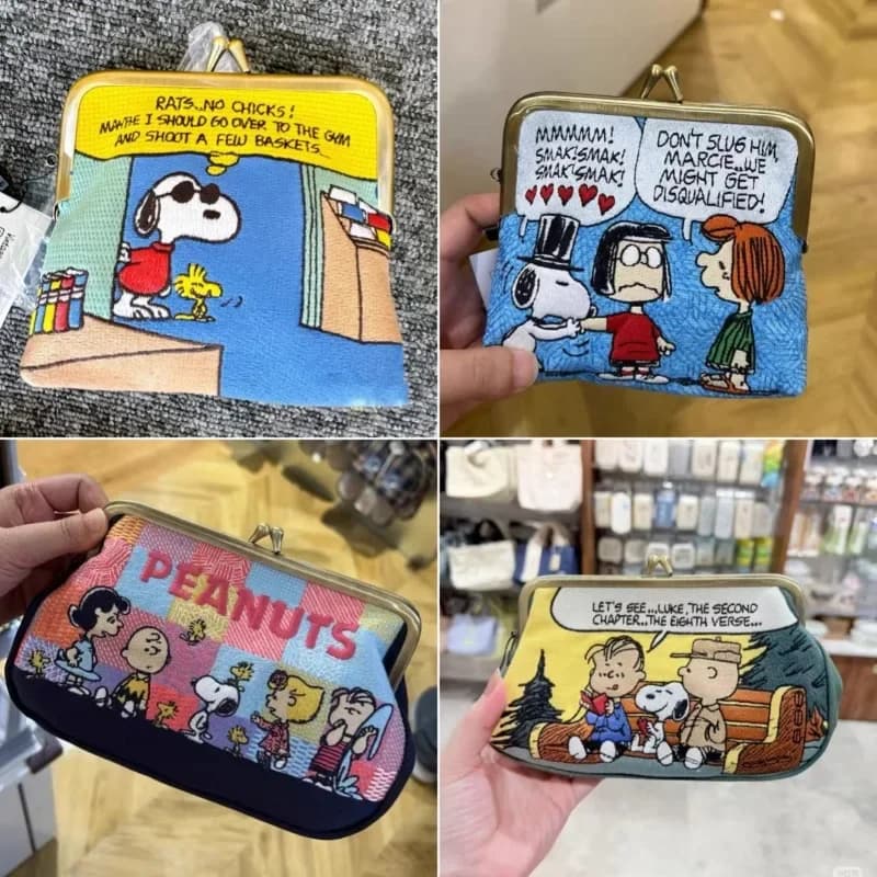 Snoopys Cute Cartoon Embroidered Kiss Lock Bag Large Capacity Cosmetic Pouch Lipstick Storage Bag Coin Purse Organizer Bag