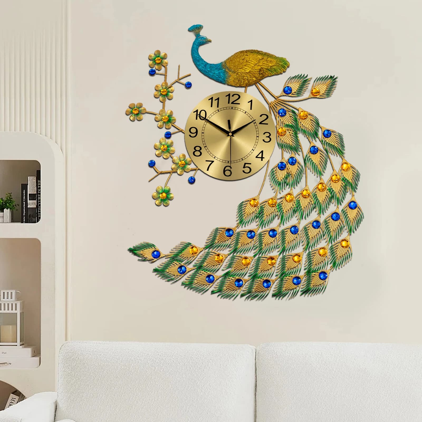 Orologio da parete pavone Decorazione da parete Orologio digitale Arte moderna Decorazione del soggiorno Regalo squisito