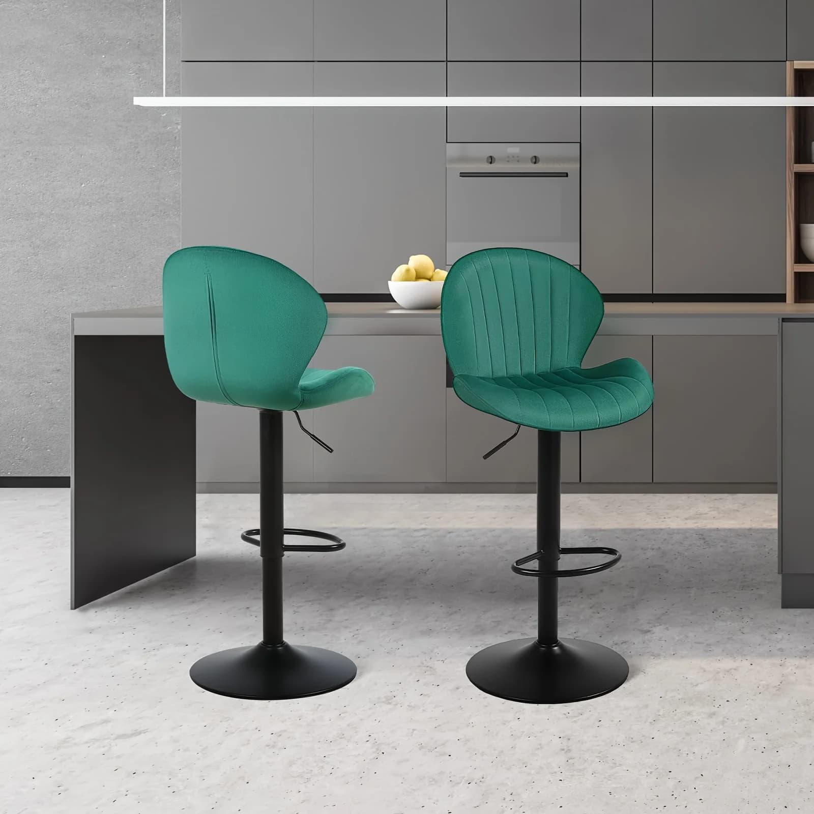 Sgabelli da bar classici (2/3 pezzi), sgabelli da bar girevoli regolabili in altezza in velluto con schienale e poggiapiedi, sgabelli da bancone, sgabelli da cucina, 3