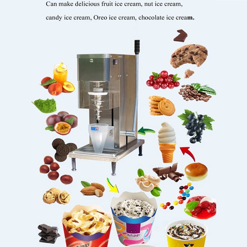 Yoghurt ice cream mixer with stainless steel cup Frozen fruit Swirl Drill Ice cream Pique 750W ice cream mixer