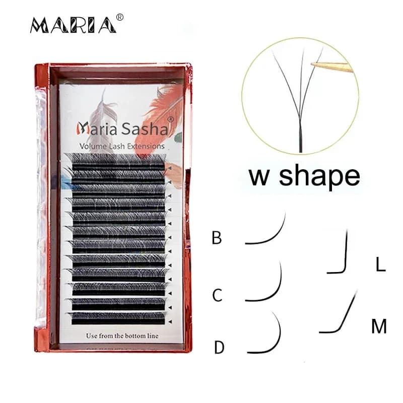 MARIA Extension W Shape 3D Eyelashes, Soft, 0.07, Supplies for Extension Eyelashes, Enlarged, Natural Makeup, Easy Fan, Y Clusters, Private Label