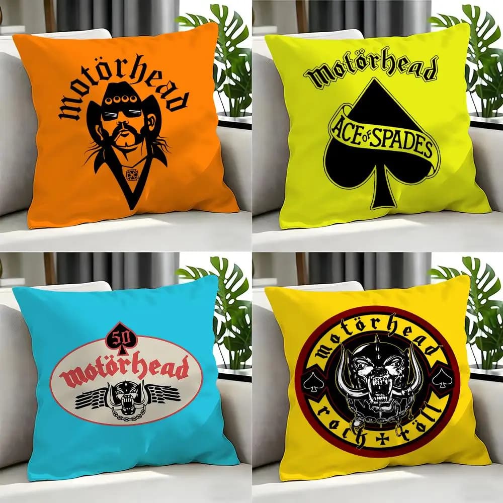 Set di fodere per cuscini in metallo Motrhead, 4 pezzi, 50x50, 45x45, 40x40, federe decorative per divano, decorazioni per la casa