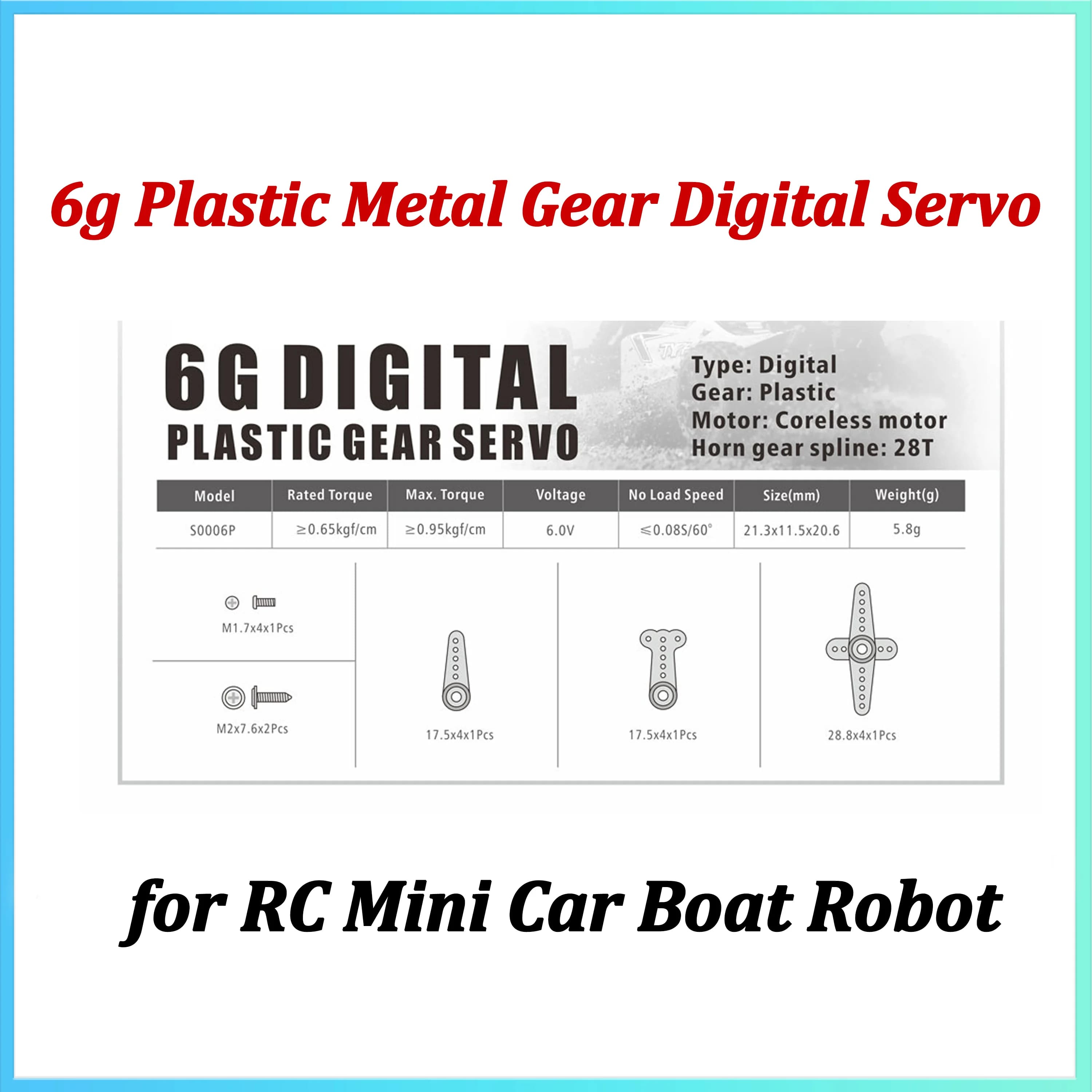 SURPASS HOBBY Servo Digitale Micro da 6g con Ingranaggi in Plastica e Metallo per Auto RC, Barche, Robot, Aerei, Elicotteri ad Ala Fissa, Accessori per Droni