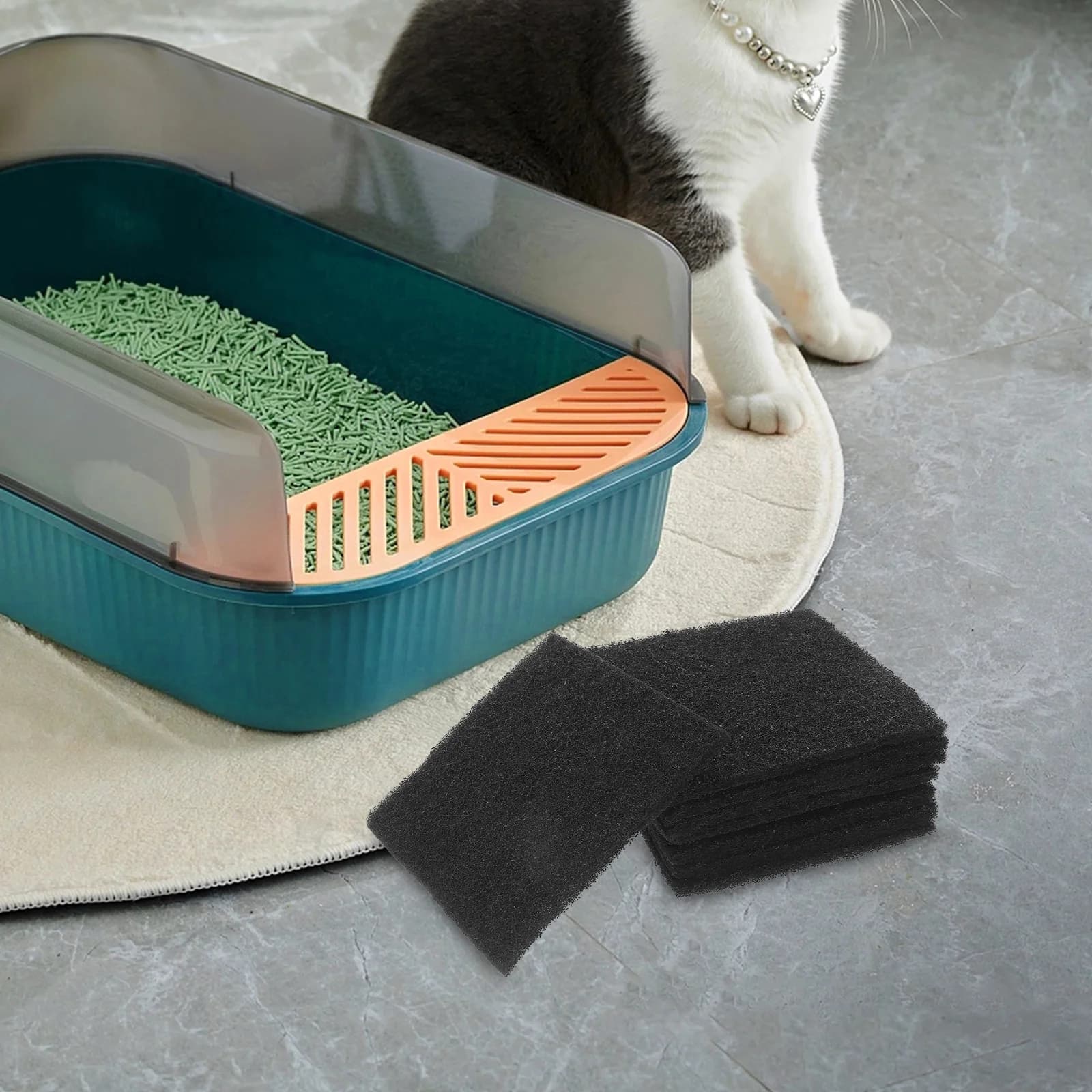 8 pezzi filtro a carbone attivo per cucina bidone per compost lettiera per gatti controllo degli odori cuscinetti di ricambio assorbitore di carbone pattumiera