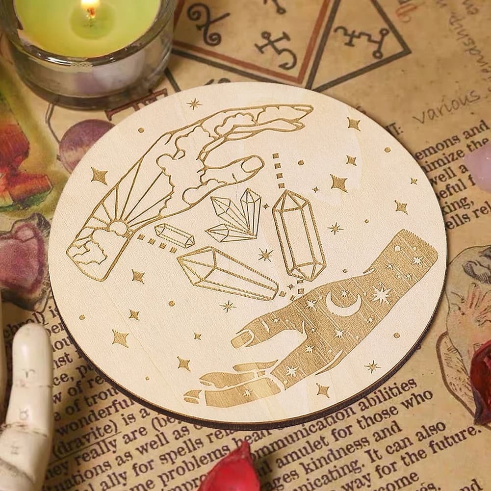 Vassoio in Legno da 10 cm per Divinazione con Pendolo e Cristalli, Espositore Fai-da-te per Altare Metafisico, Ornamenti per Guarigione e Meditazione