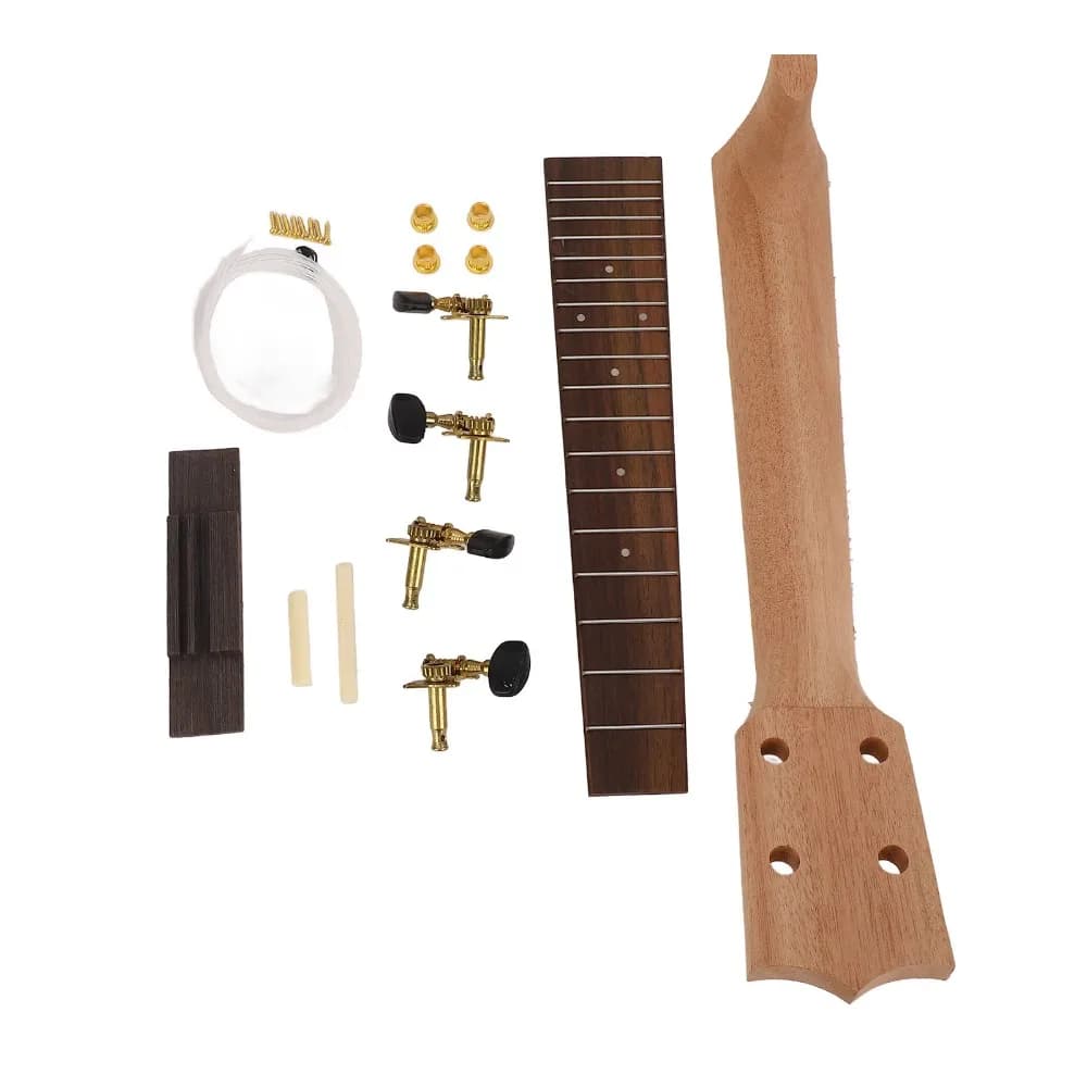 ​Rosewood Fingerboard​ Ukulele Neck Kit​ ​With Bridge & Tuning Pegs ​Complete Build Set ​Fretboard Replacement Set​