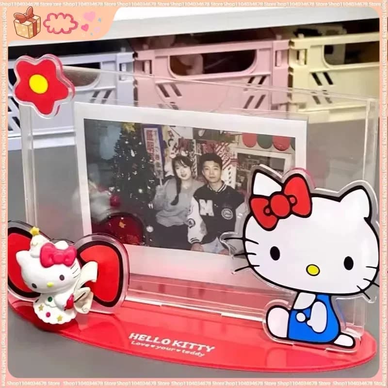 Nuovo Ornamento Acrilico Kawaii Fai-da-Te Hello Kitty, Cornice Portafoto da Tavolo, Adatto per Immagini da 5 Pollici, Decorazione Anime da Scrivania, Regalo