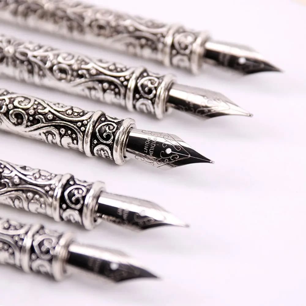 1 Set 5 Nib Signature European Gift Box English Calligraphy Feather Pen Scuba Dive Writing Vintage Quill