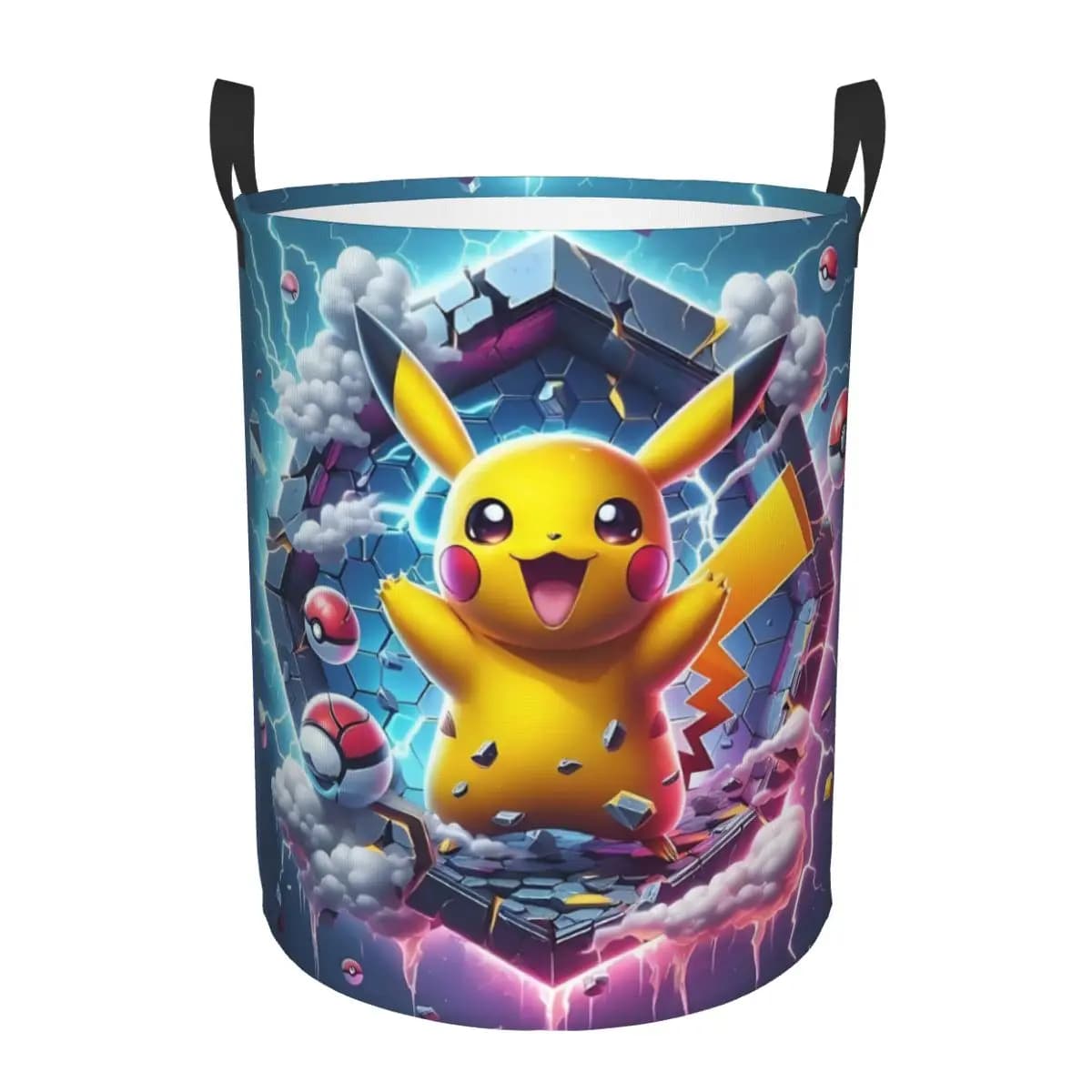 Cesto per Bucato Divertente a Tema Pikachu, Pieghevole, Stile Anime Kawaii, per Organizzazione e Conservazione dei Vestiti