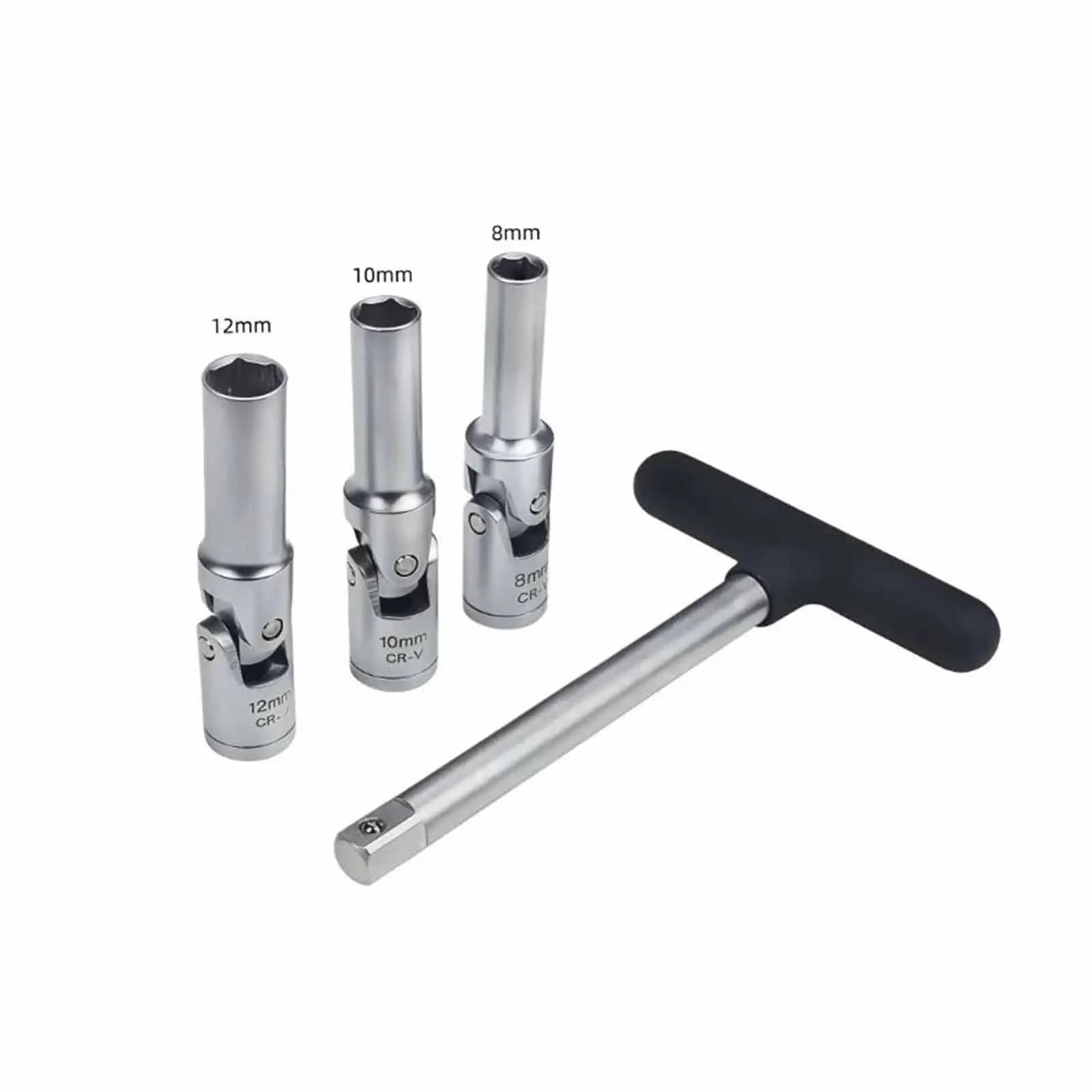 Set Professionale di Chiavi a Bussola per Estrazione Candelette 8mm 10mm 12mm, Attrezzo Metallico per Riparazione e Manutenzione Veicoli