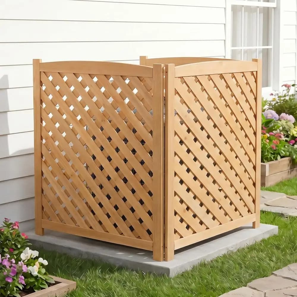 3-Panel Outdoor Air Conditioner ence Sn, Outside Wood Privacy ence, Trash Can ence Sn or Backyard Garden Patio 38" W x 42" H