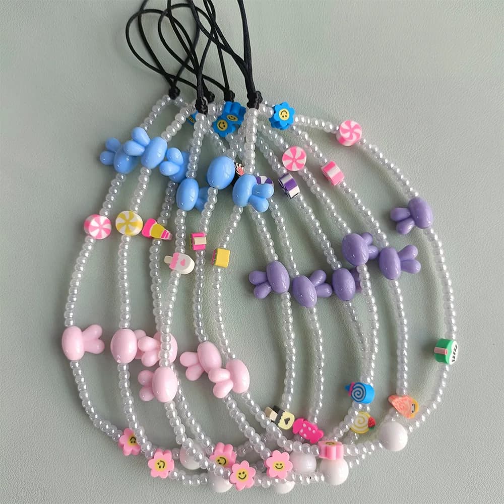 HERLOOK Animal Rabbit Phone Charm Straps per le donne cordino per cellulare Y2K accessori telefono Kpop Mobile Jewelry