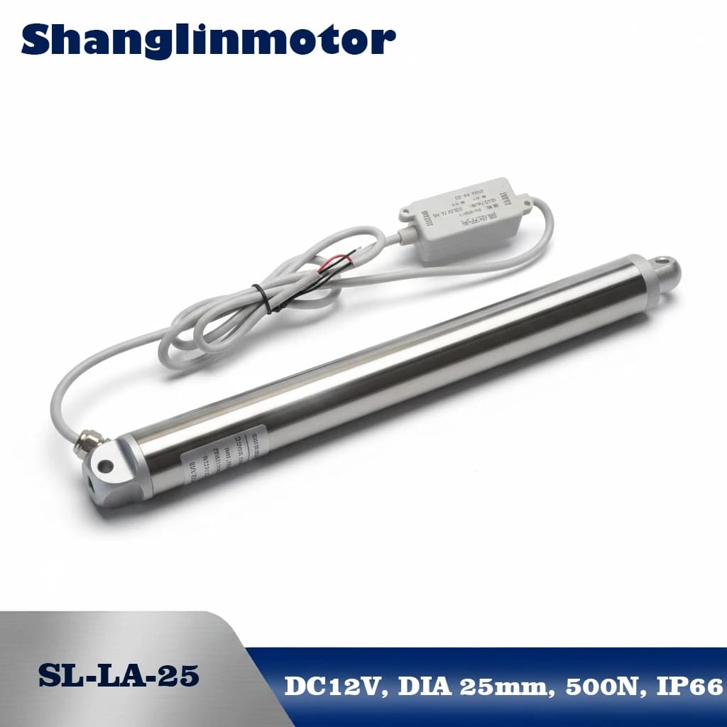 Slim 25mm Linear Actuator IP66 Waterproof Marine Grade 12V Electric Telescopic Rod Stainless Steel 300N Load Stroke 50-350mm