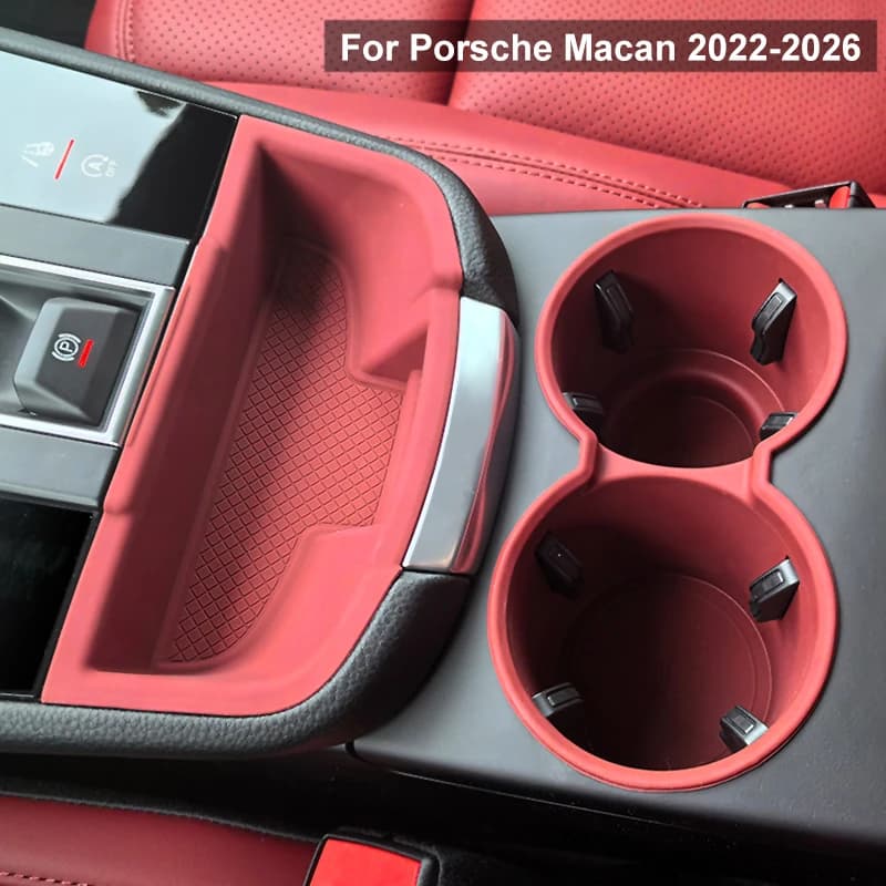 Auto in Silicone Scatola di Immagazzinaggio Centrale Portabicchieri Per Porsche Macan 2022 2023 2024 Morbido Impermeabile Console Centrale Organizer Protector