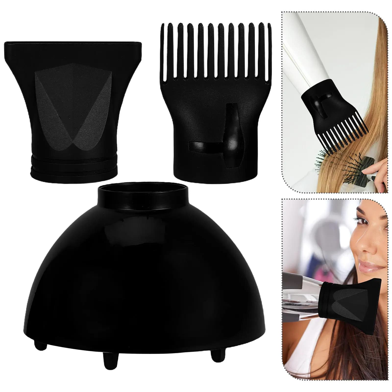 1Set Universal Hair Dryer Nozzle Set Diffuser Concentrator Comb Attachments Multi Function Styling Tool Quick Dry Fast Dry