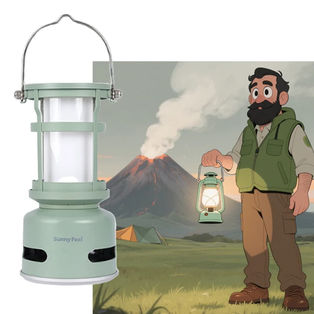 Lampada da campeggio multifunzionale per esterni. Luce per tenda ambientale dimmerabile, altoparlante wireless Bluetooth audio tutto in un dispositivo di illuminazione