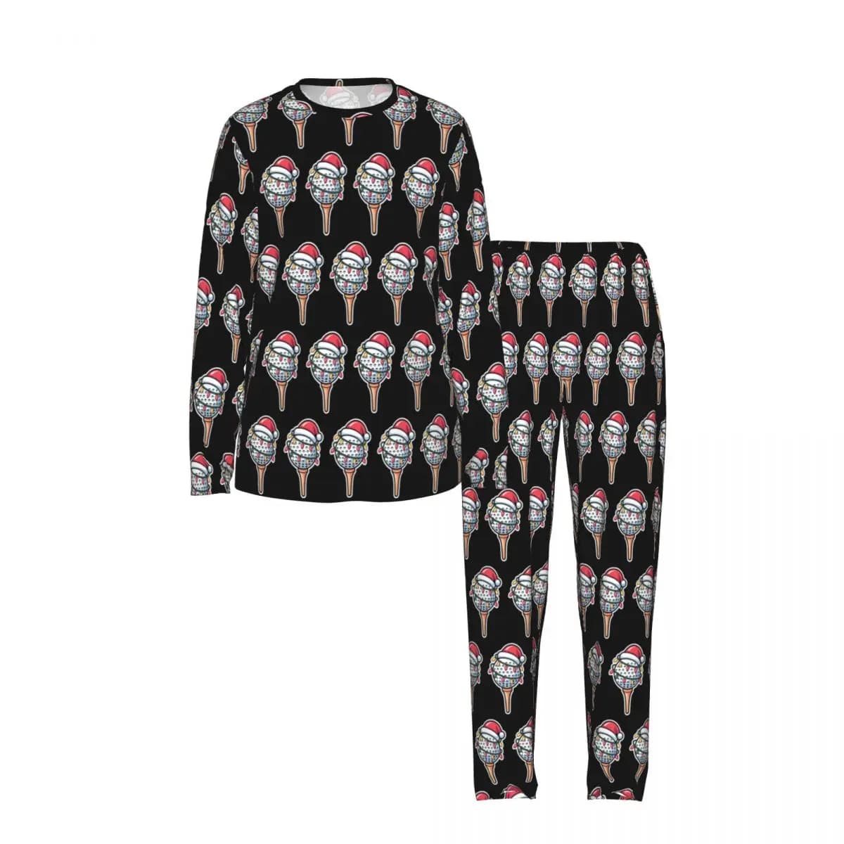 Golf Ball Pattern Round Neck Long Sleeve Nightgowns for Sleeping Sleepshirts Women Soft Pajama Set Long Pants