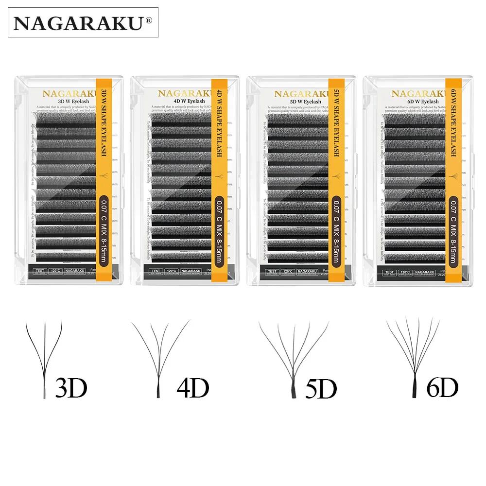 NAGARAKU Fioritura automatica Forma W Fioritura 3D 4D 5D 6D Ventole preconfezionate Estensioni ciglia Luce morbida naturale Completamente densa