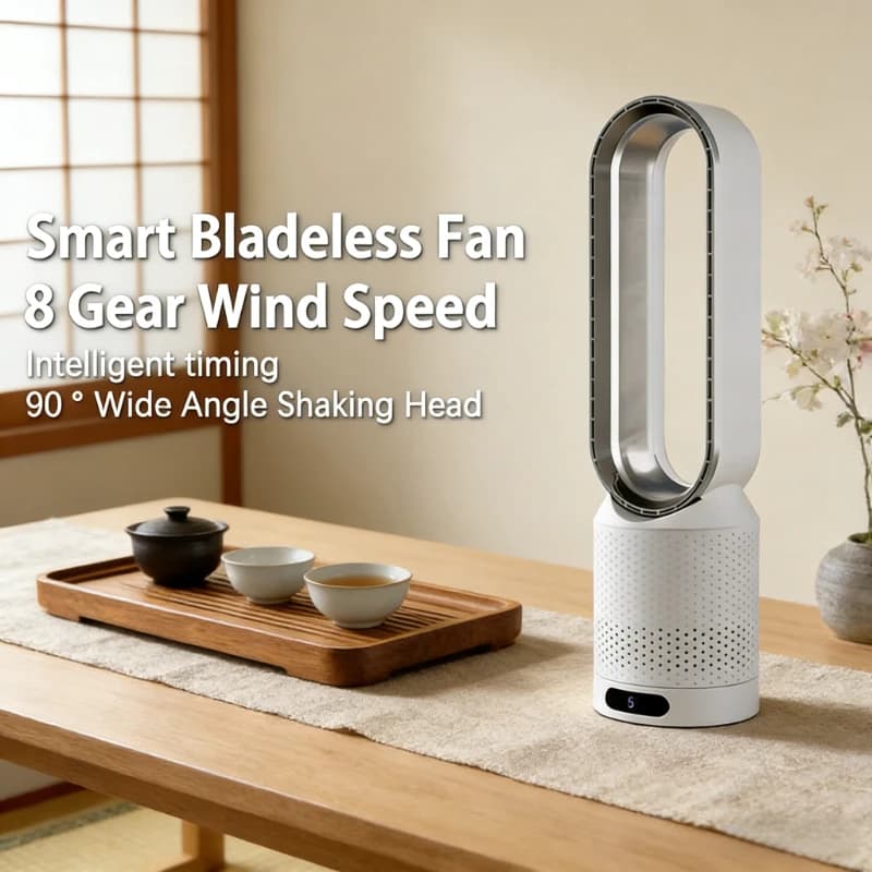 Nuovo Ventilatore Intelligente Senza Pale con Purificatore d'Aria 2 in 1, Ventilatore Senza Pale a Circolazione Naturale dell'Aria