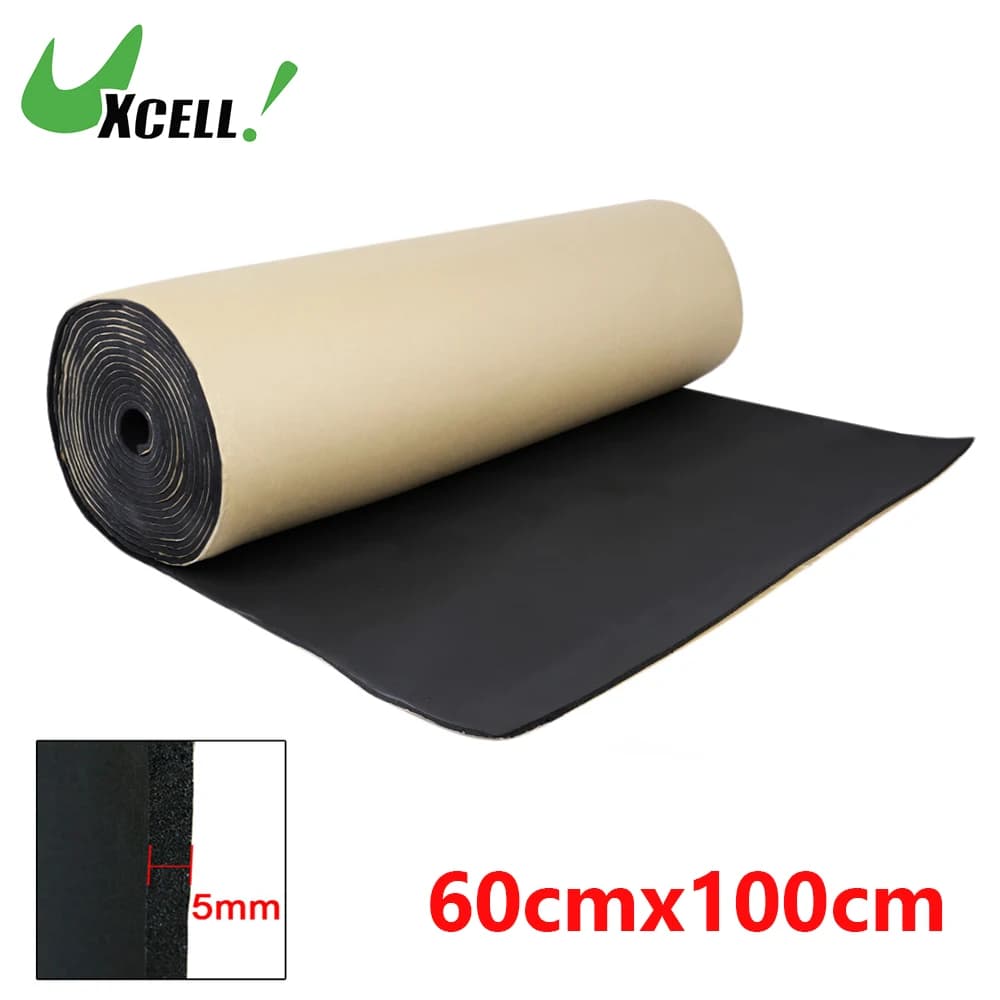 Uxcell 5mmx60cmx100cm 6.46sqft Schiuma acustica per auto 5mm Isolamento fonoassorbente Tappetino morto 1 rotolo Isolamento acustico per auto Nero