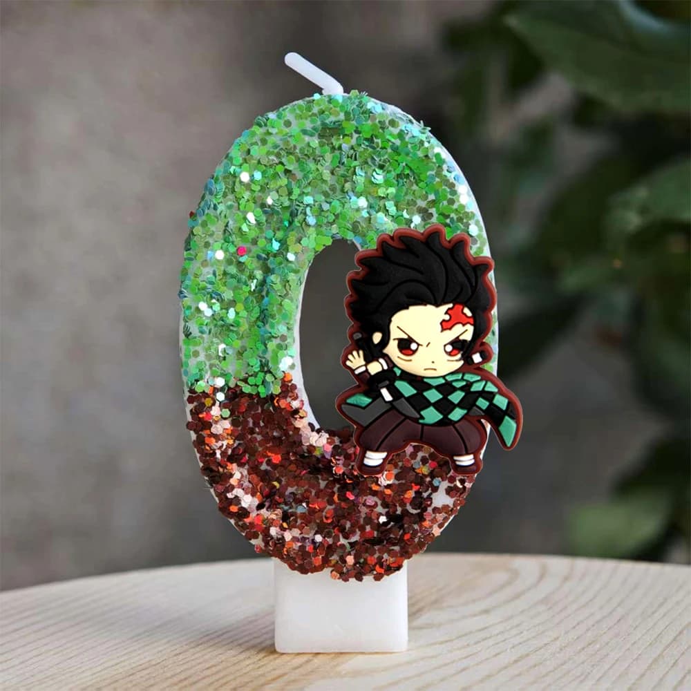 Candele a tema anime Demon Slayer, decorazioni per torte, candele a forma di personaggi dei cartoni animati per feste di compleanno per ragazzi