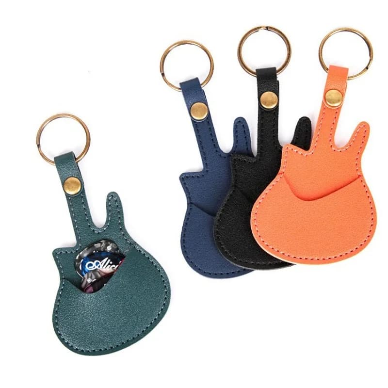 Custodia per plettro per chitarra Spot, clip per plettro portachiavi, custodia in pelle per plettro per chitarra, pendente per copertura protettiva per strumenti musicali.