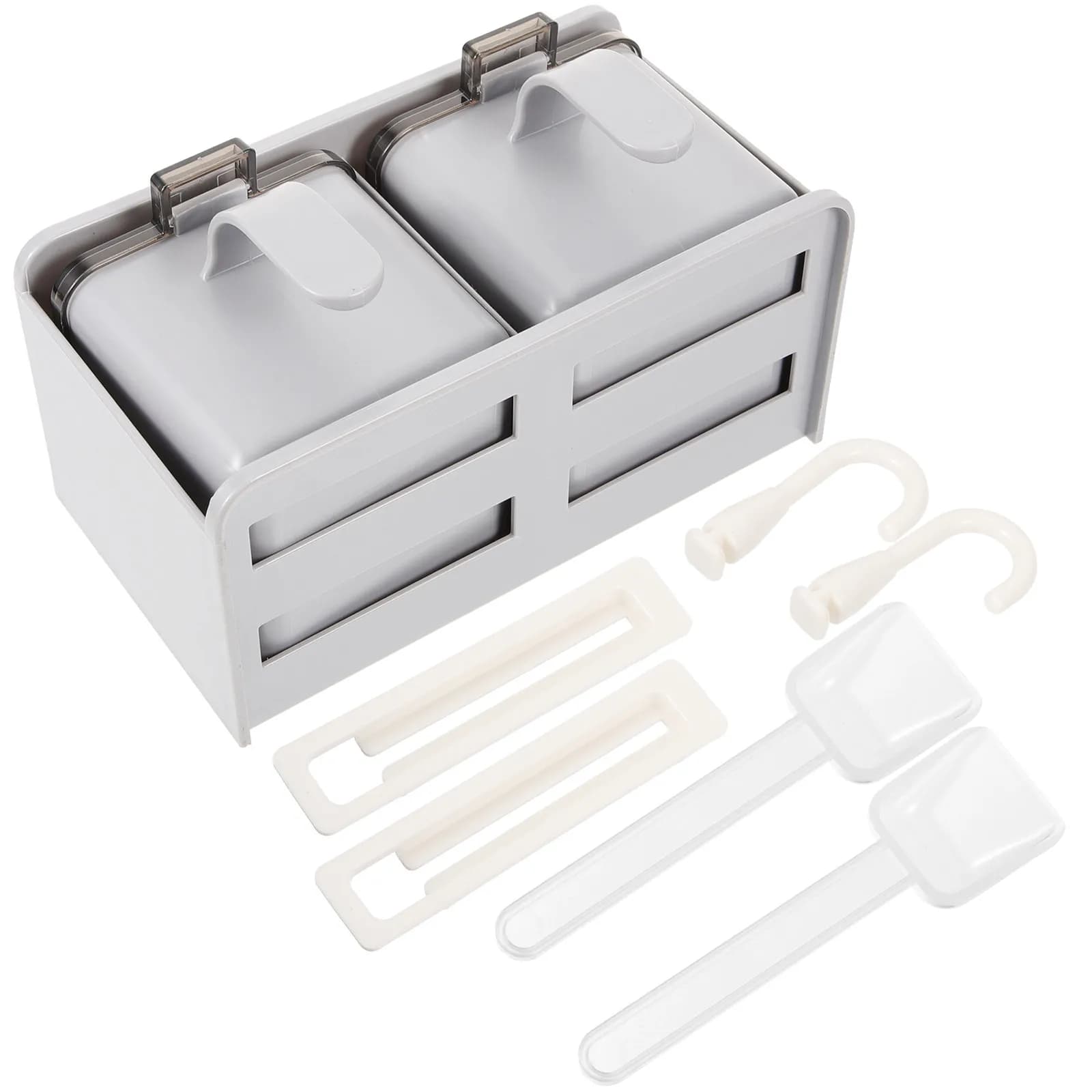 Set Premium di Contenitori per Spezie in PP di Grado Alimentare, Organizer Minimalista per Cucina con Coperchio per Sale, Pepe e Zucchero
