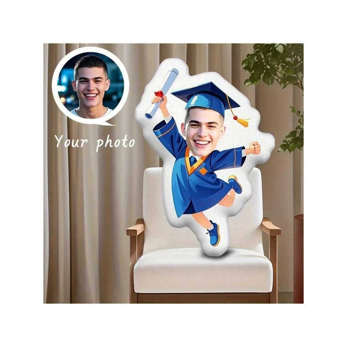 Cuscino personalizzato per la laurea con foto, regalo commemorativo in morbido tessuto peluche, regalo di laurea per uomo e donna