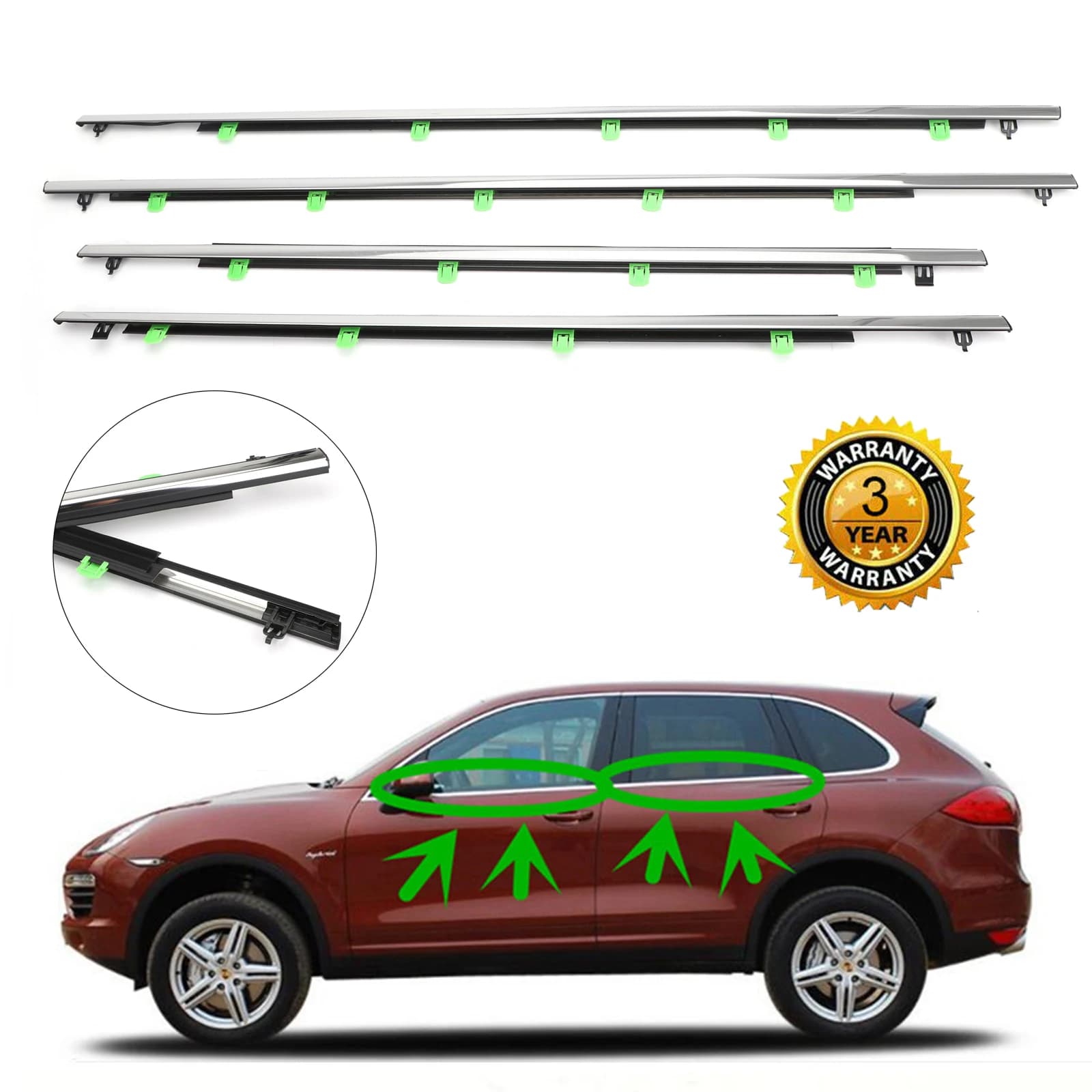 4x Guarnizioni per modanatura finestrino auto, adatte per Honda CR-V CRV 2007-2011