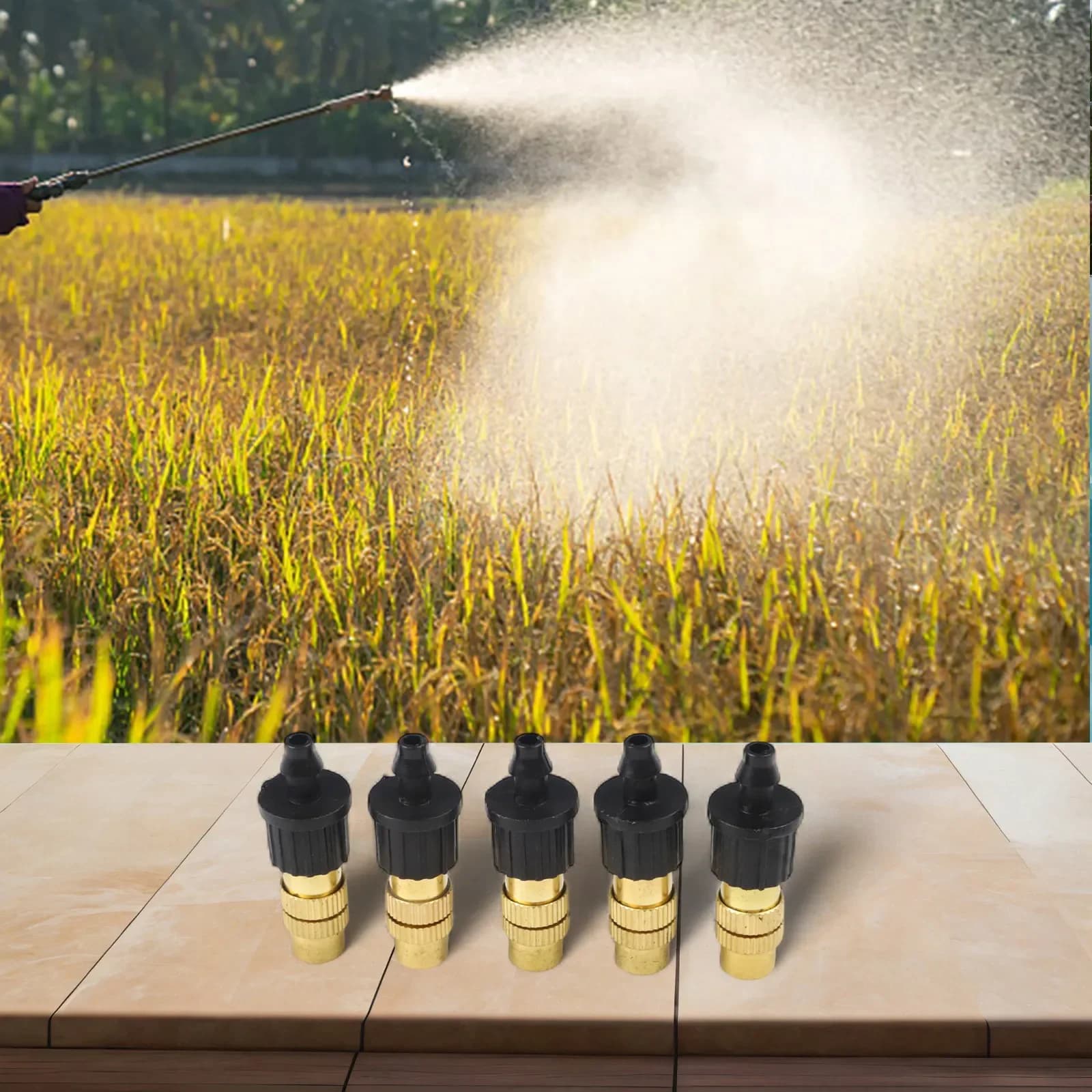 Ugelli di nebulizzazione regolabili per giardinaggio all'aperto Set di attrezzi da giardinaggio per esterni Ugello regolabile come immagine compatibile con tubi da 47 mm
