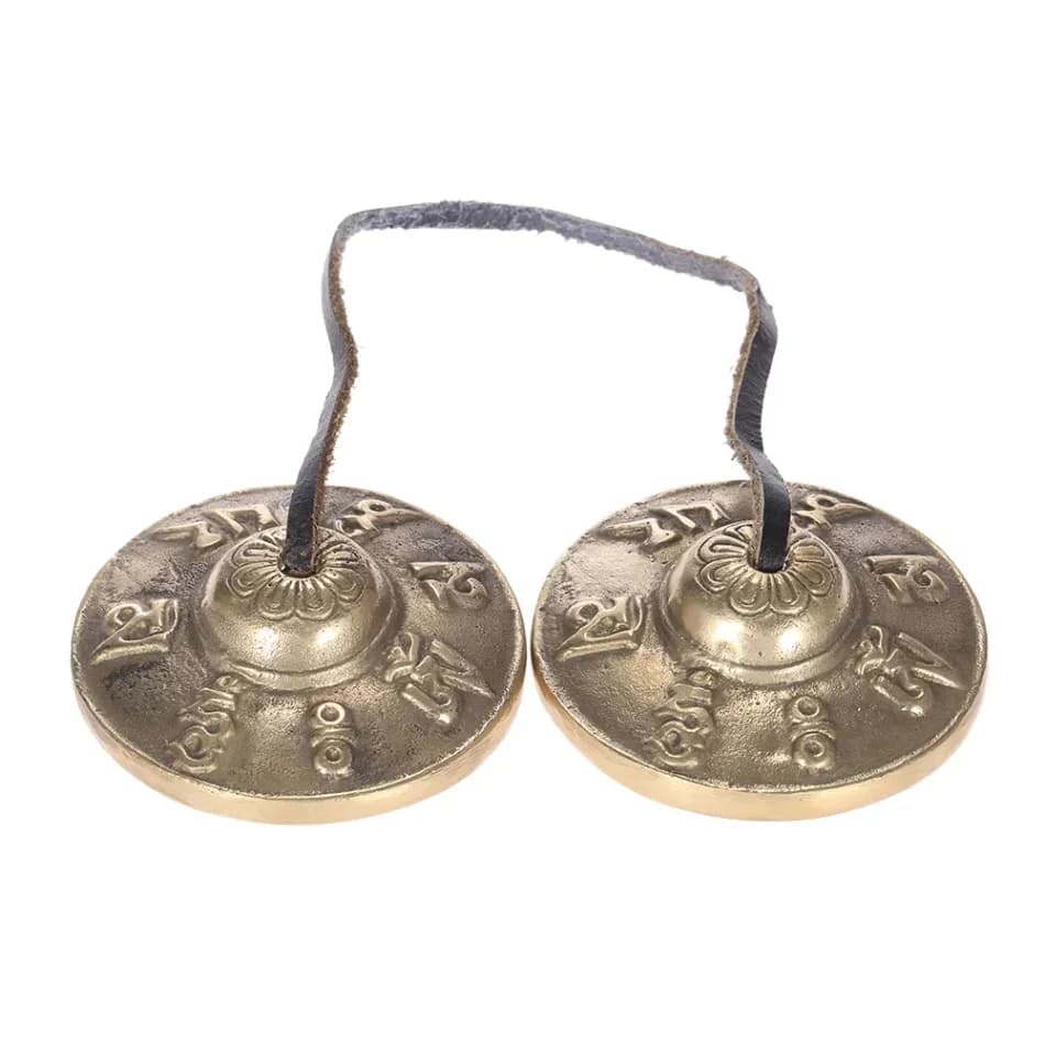 With Buddhist The Eight Auspicious Symbols Handcrafted Tibetan Meditation Tingsha Cymbal Bell 2.6in/6.5cm