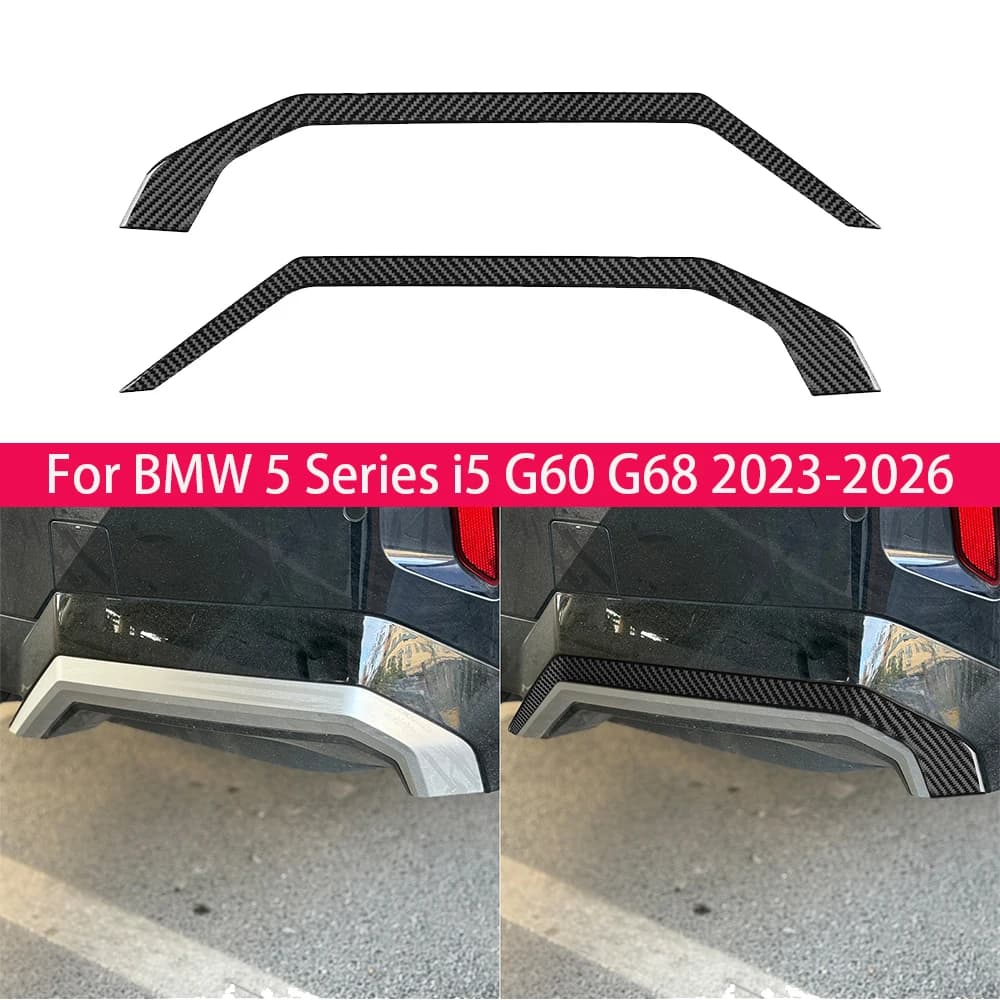 For BMW 5 Series i5 G60 G68 2023‑2026 Carbon Fiber Rear Bumper Lower Exhaust Frame Trim Cover Car Interior Accessories Sticker