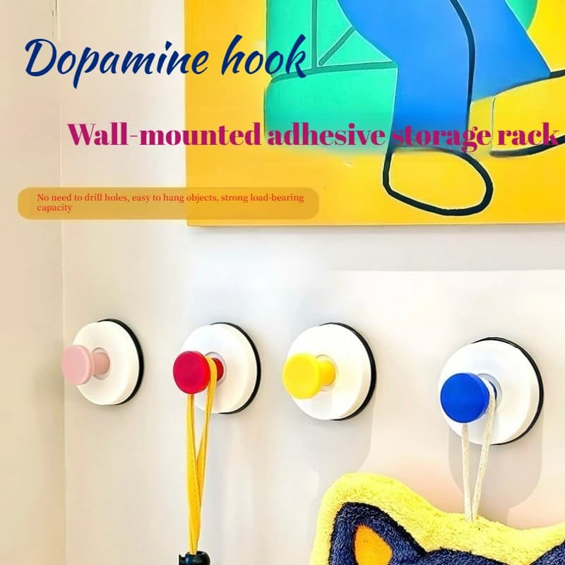 Ganci Vibranti Stile Dopamina, con Ventosa e Adesivo Ultra Resistente (Senza Foratura), per Zaini, Chiavi, Cappelli, da Parete, Porta, Ingresso