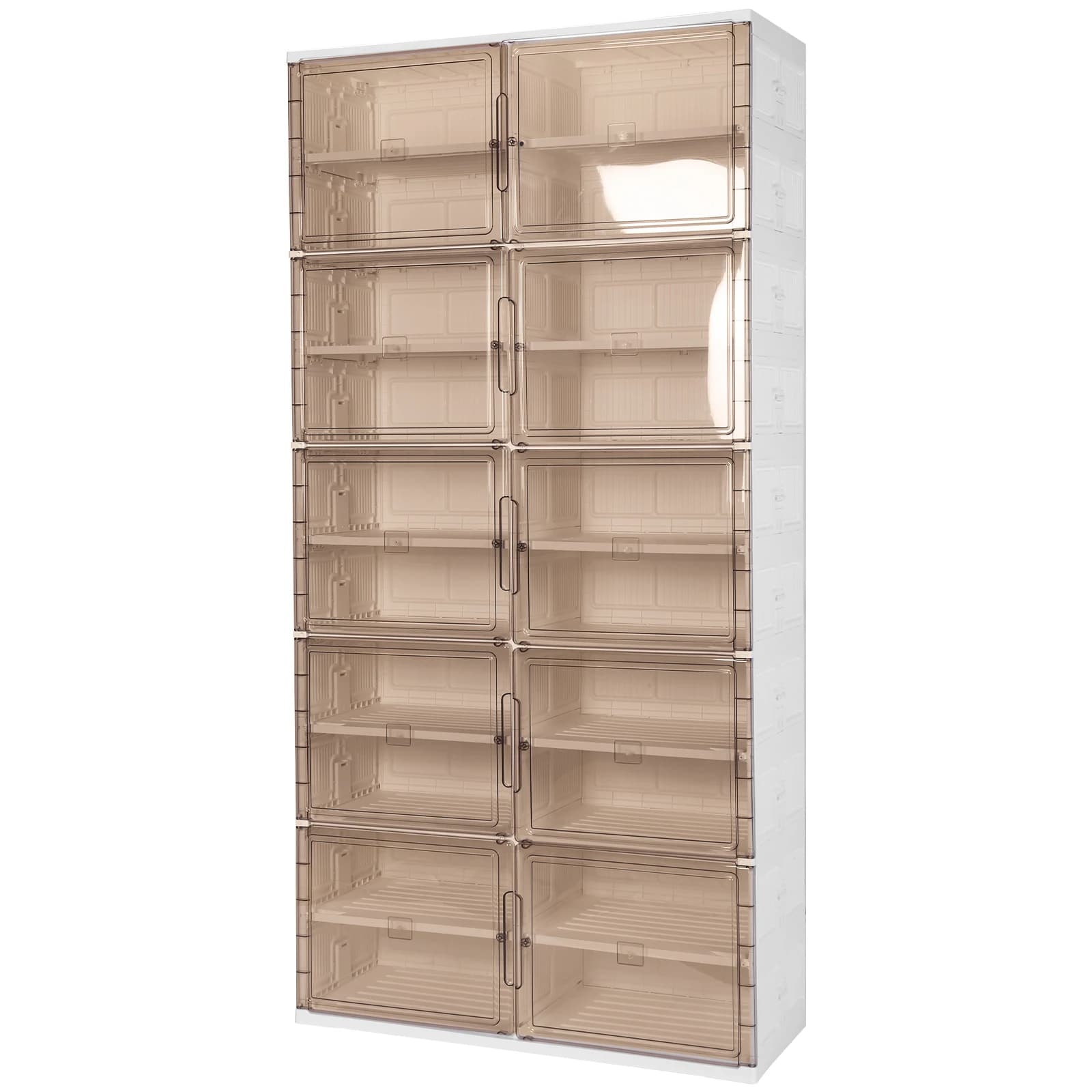 Organizzatore scarpiera pieghevole a 10 livelli, 40 paia, con porta magnetica trasparente, scarpiera in plastica, per ingresso e armadio