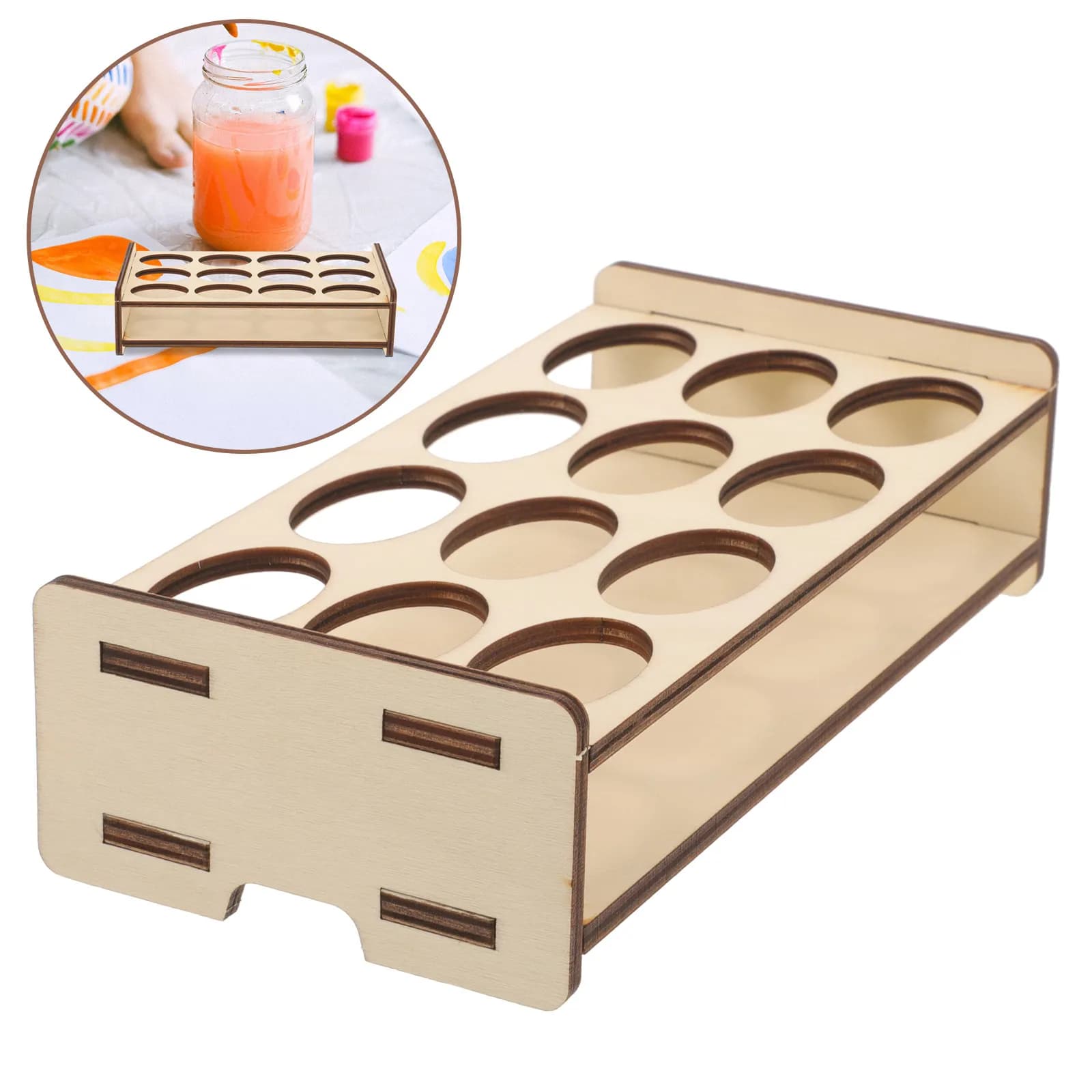 Wooden Paint Storage Organizer Rack for Acrylic Watercolor Paints Pigments Inks Bottles Art Craft Studio Home School Desk Tidy