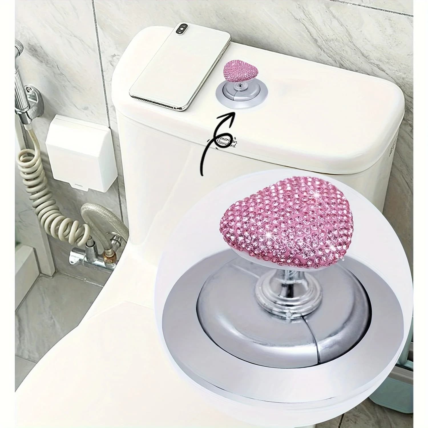 Toilet Press Assist Simpatico pulsante per WC a forma di cuore che protegge i manicure lunghi Pulsante per serbatoio durevole Accessori per il bagno