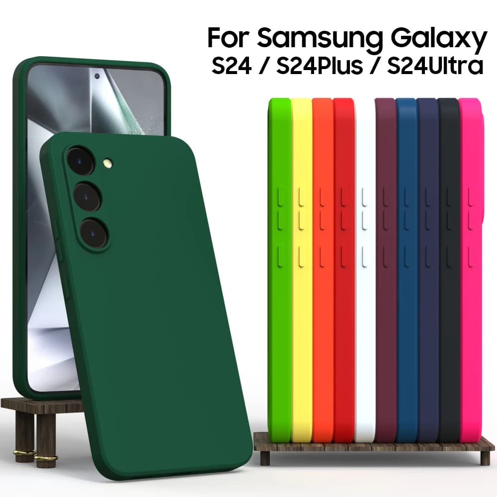 Per Samsung Galaxy S24 S22 S21 Ultra Plus Custodia setosa Cover in silicone originale Soft-Touch Guscio protettivo posteriore per S23 S20 FE A55