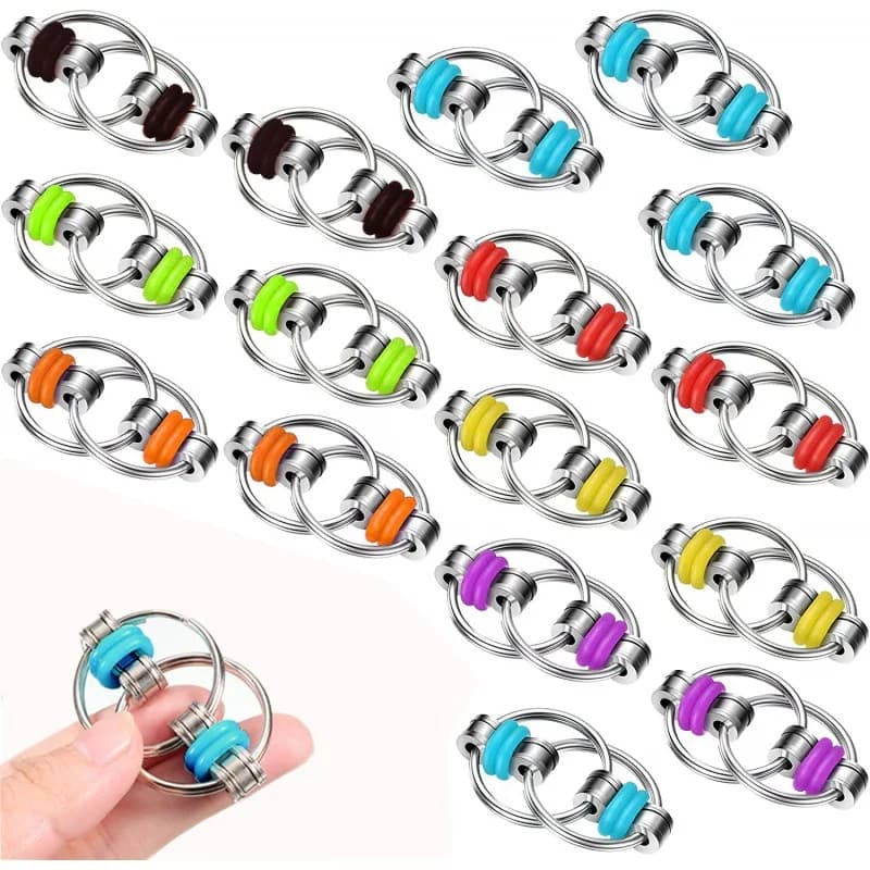 Antistress Fidget Toys Bike Ring Chain Adulti Bambini Allevia lo stress Spinner a mano Portachiavi Giocattoli per decompressione Regali per bambini