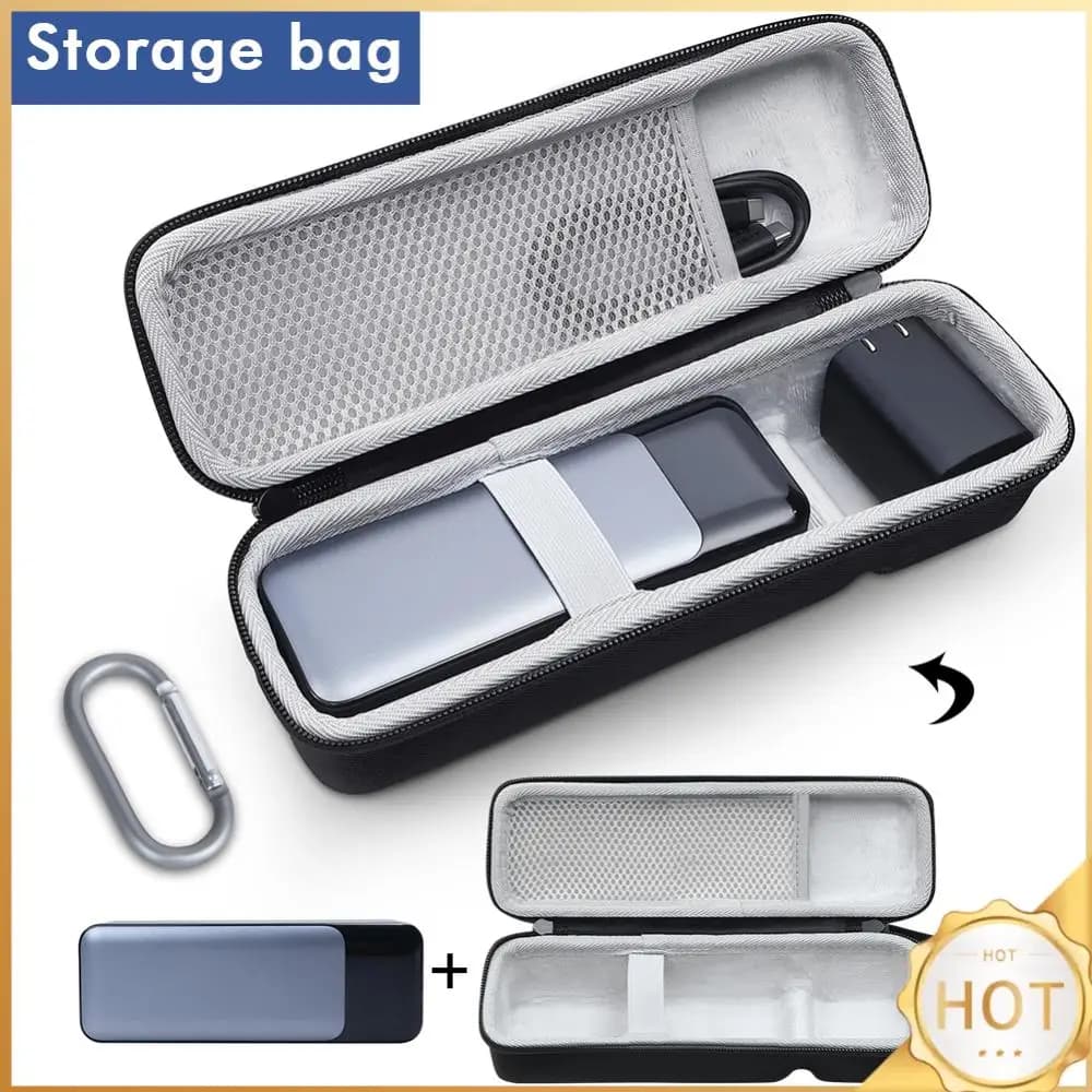 Carrying Case EVA Waterproof Travel Carry Bag with Hand Rope & Carabiner Hardshell Case for Anker Prime 27650mAh Power Bank 250W