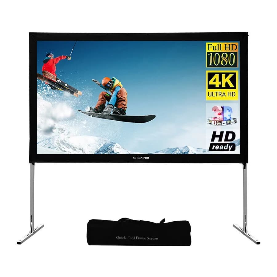 Schermo per proiettore con supporto 120 Schermo per proiezione portatile da 144 pollici 16:9 4K 1080 HD per cinema cinema home office
