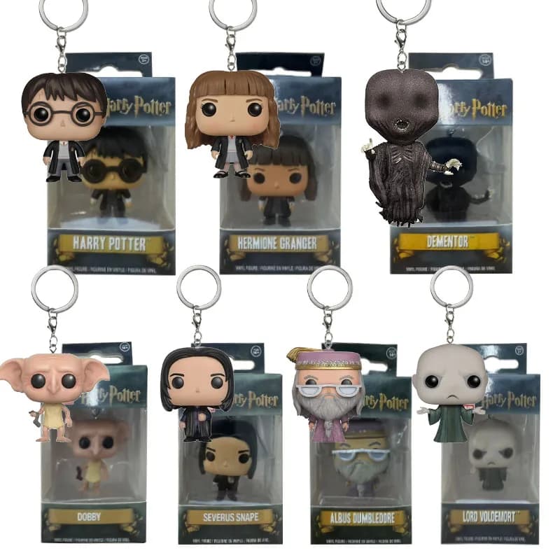 Portachiavi Harry Potter con Snape, Dumbledore, Luna, Hedwig, Hermione, Ciondolo Giocattolo, Action Figure con Scatola, Regalo per le Feste