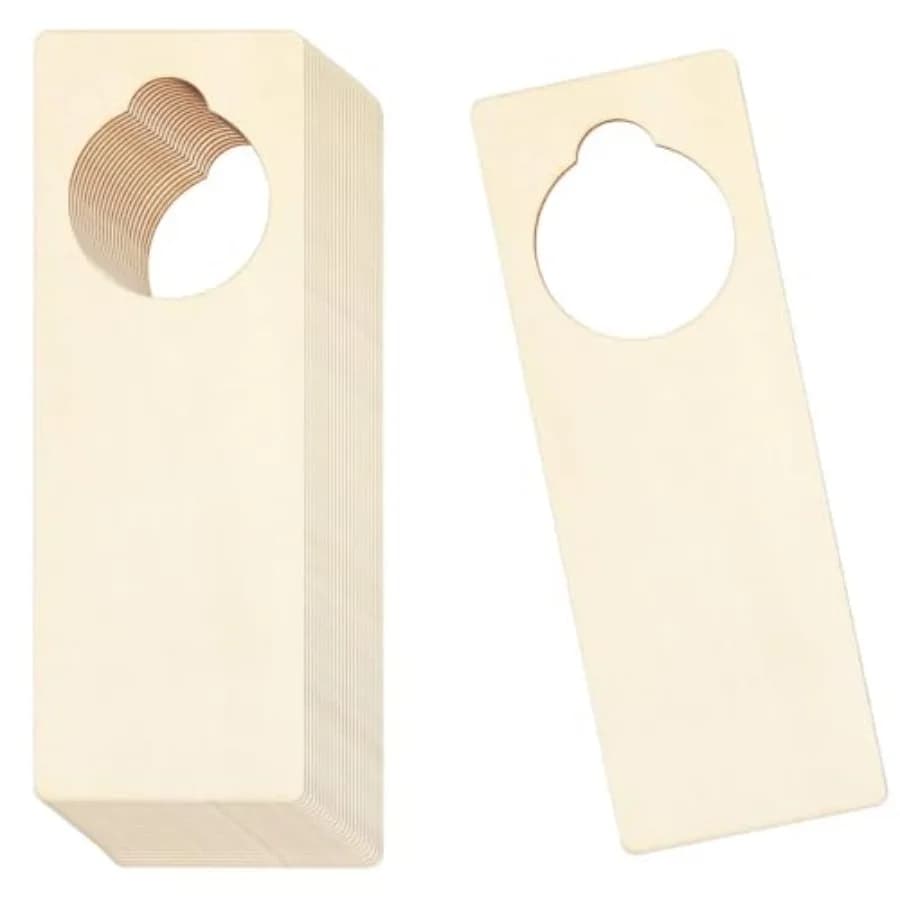 16 PCS 9.5"x 3.25" x 0.1" Unfinished Wooden Door Knob Hangers - Blank for DIY Crafts, Ideal for Home, Hotel and Office Decor
