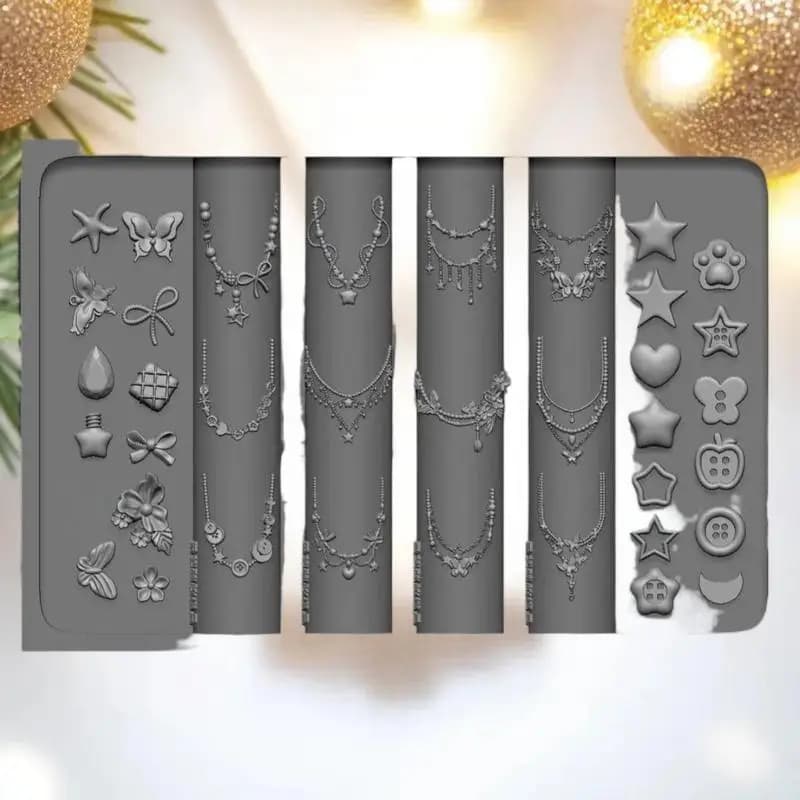 Crea bellissime nail art con stampo per unghie in silicone 3D con osso di draghi - Modelli di catene a stella, fiori e fiocchi di fiocco