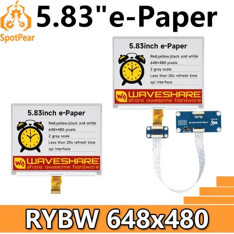 Raspberry Pi 5.83 inch e-Paper link (G) RYBW 800x480 For Arduino / Jetson / STM32 /ESP32