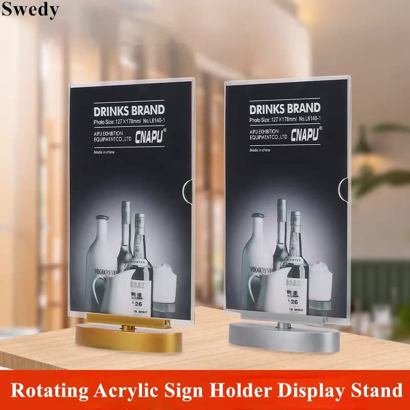 Set di 3 Porta-Cartelli Girevoli in Acrilico A5 148x210mm, Espositore Bifacciale per Menu di Ristoranti, Porta-Etichette Prezzi, Cornice per Poster